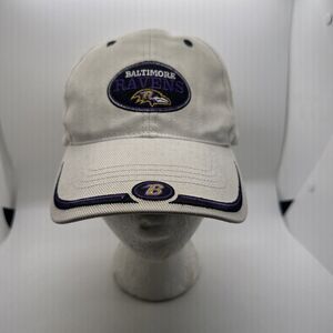 Vintage Baltimore Ravens Hat Cap Strap Back White Purple NFL Football Logo Mens